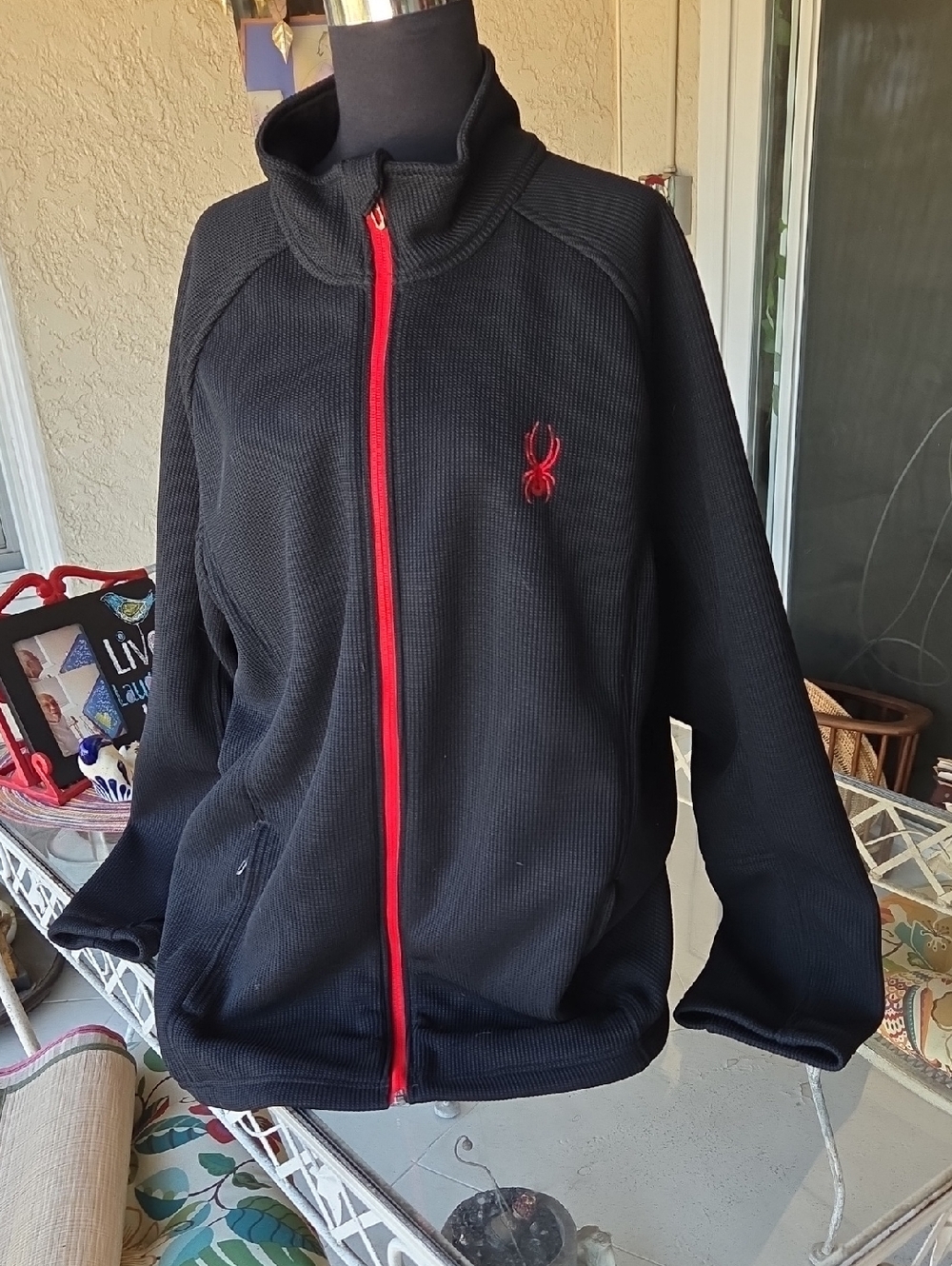 Spyder Black Zip-Up Sweater with Red Trim